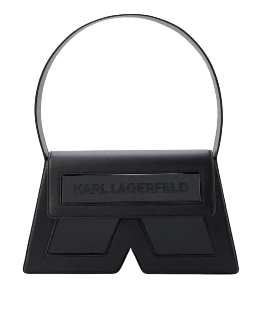 KARL LAGERFELD Черная кожаная сумка с короткими ручками, фото 1