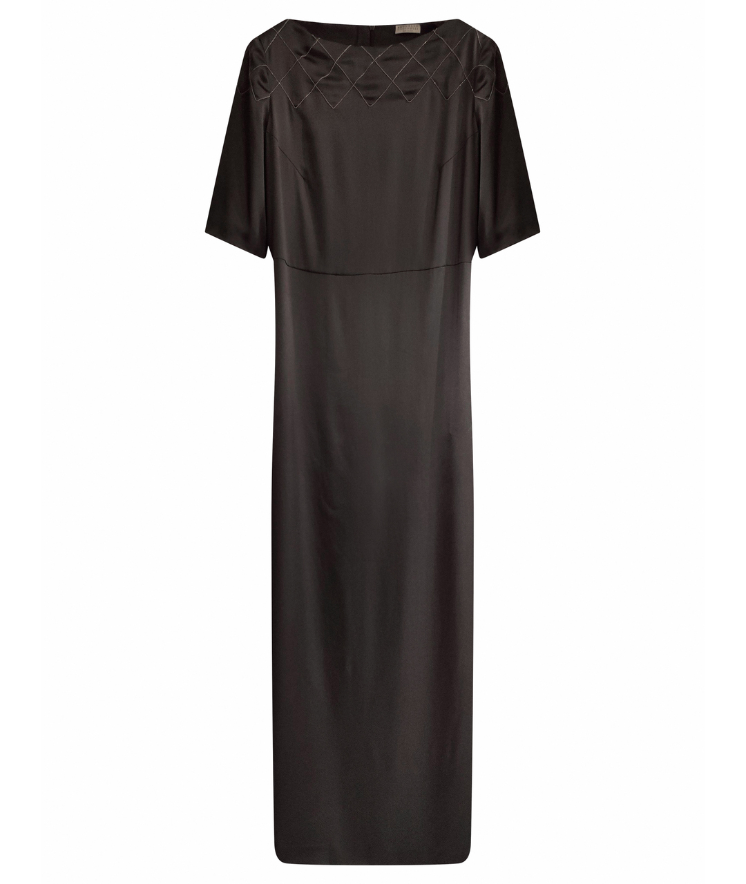 BRUNELLO CUCINELLI Темно-синее шелковое повседневное платье, фото 9