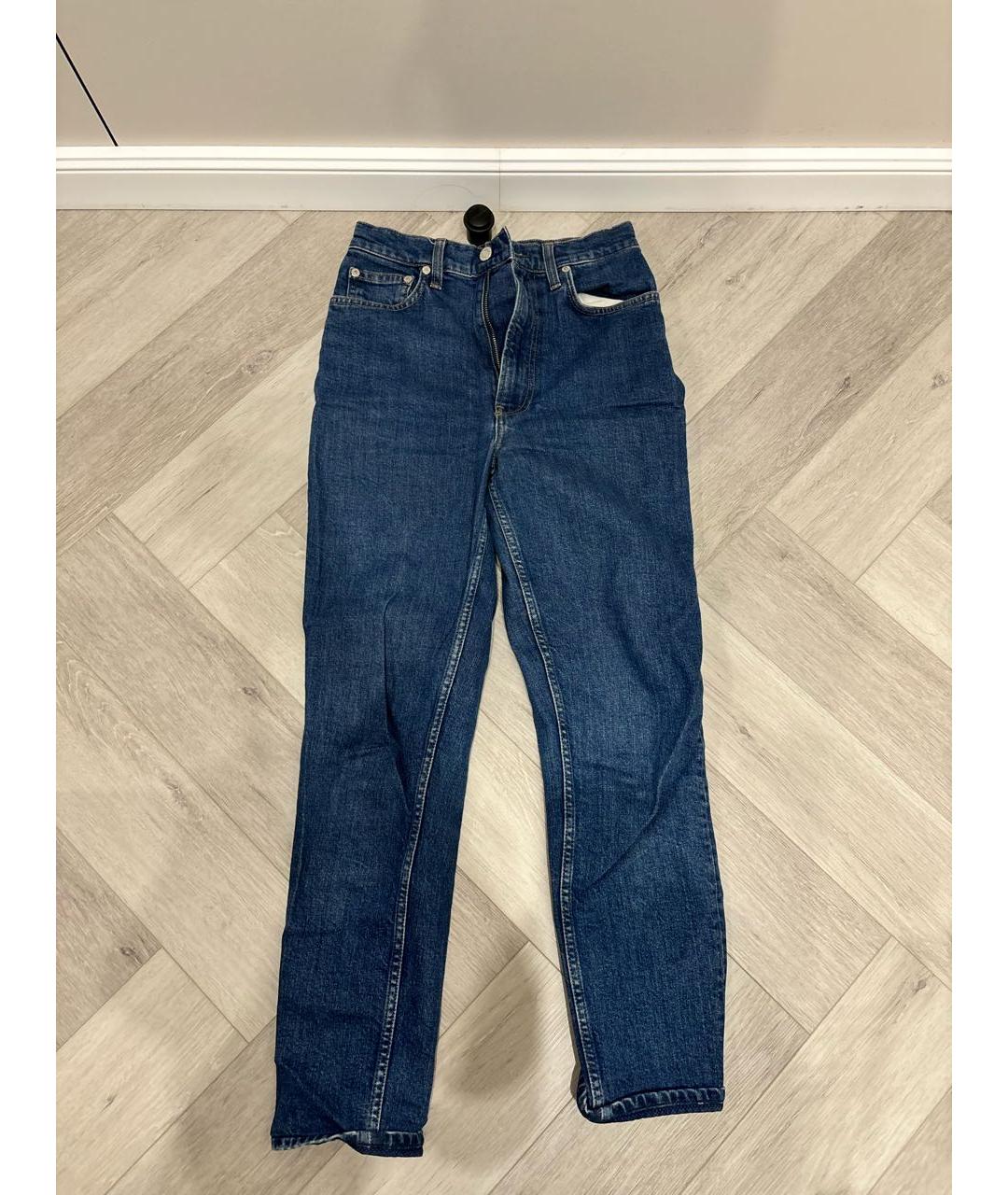 HELMUT LANG Темно-синие хлопковые прямые джинсы, фото 5