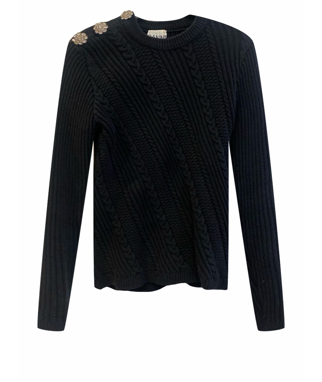 GANNI Черный хлопковый джемпер / свитер, фото 1