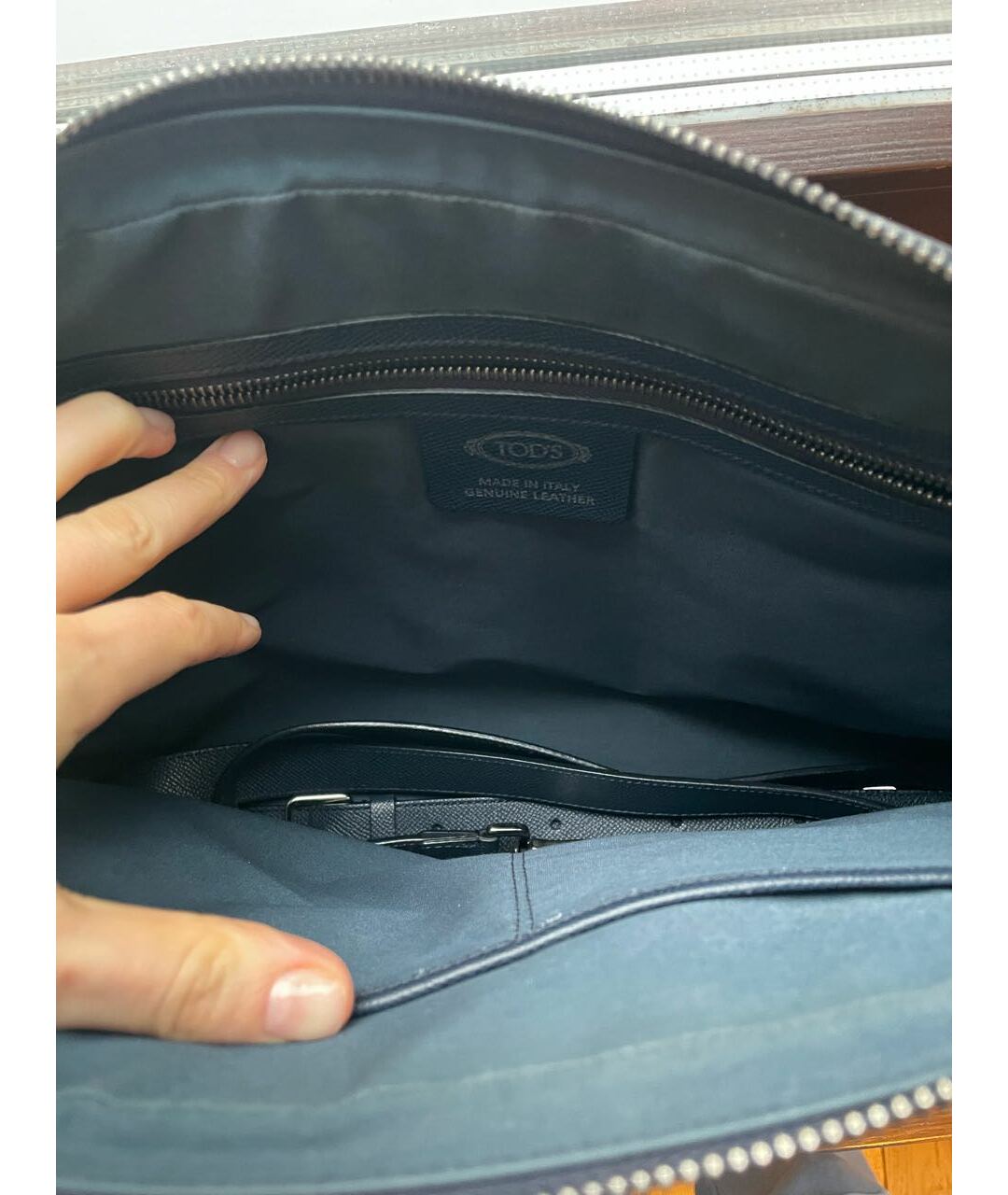 TOD'S Синий кожаный портфель, фото 4