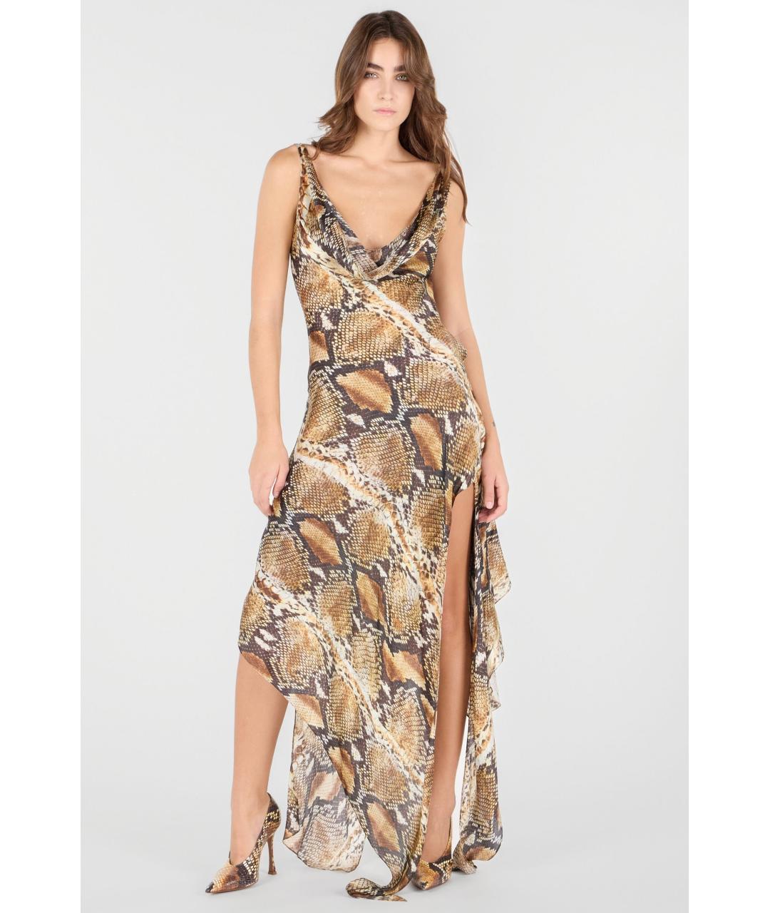 ROBERTO CAVALLI Коричневое коктейльное платье, фото 2