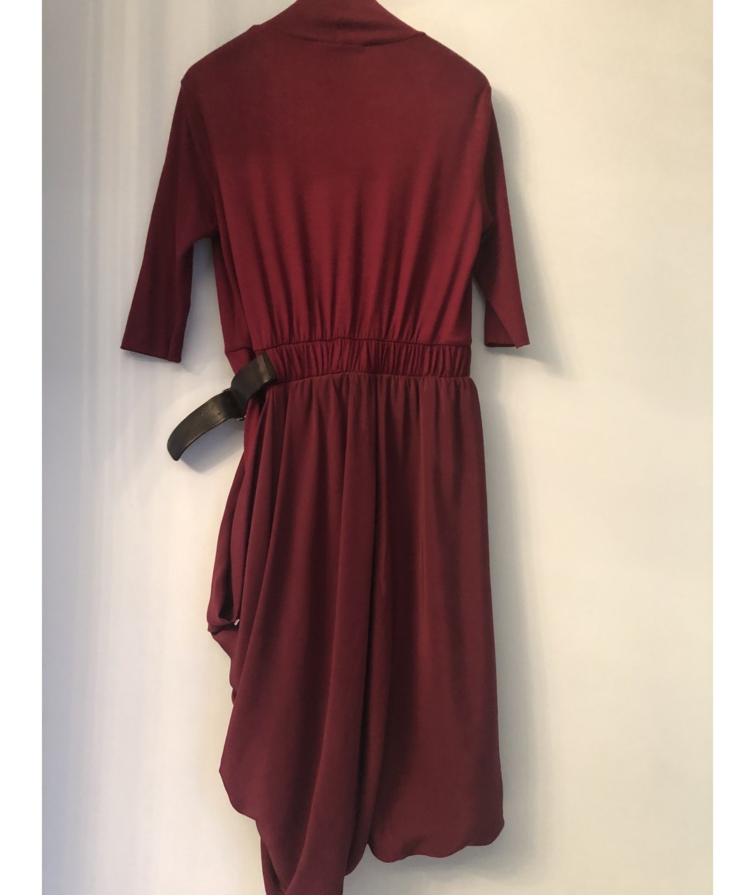 SPORTMAX Бордовое вискозное платье, фото 2