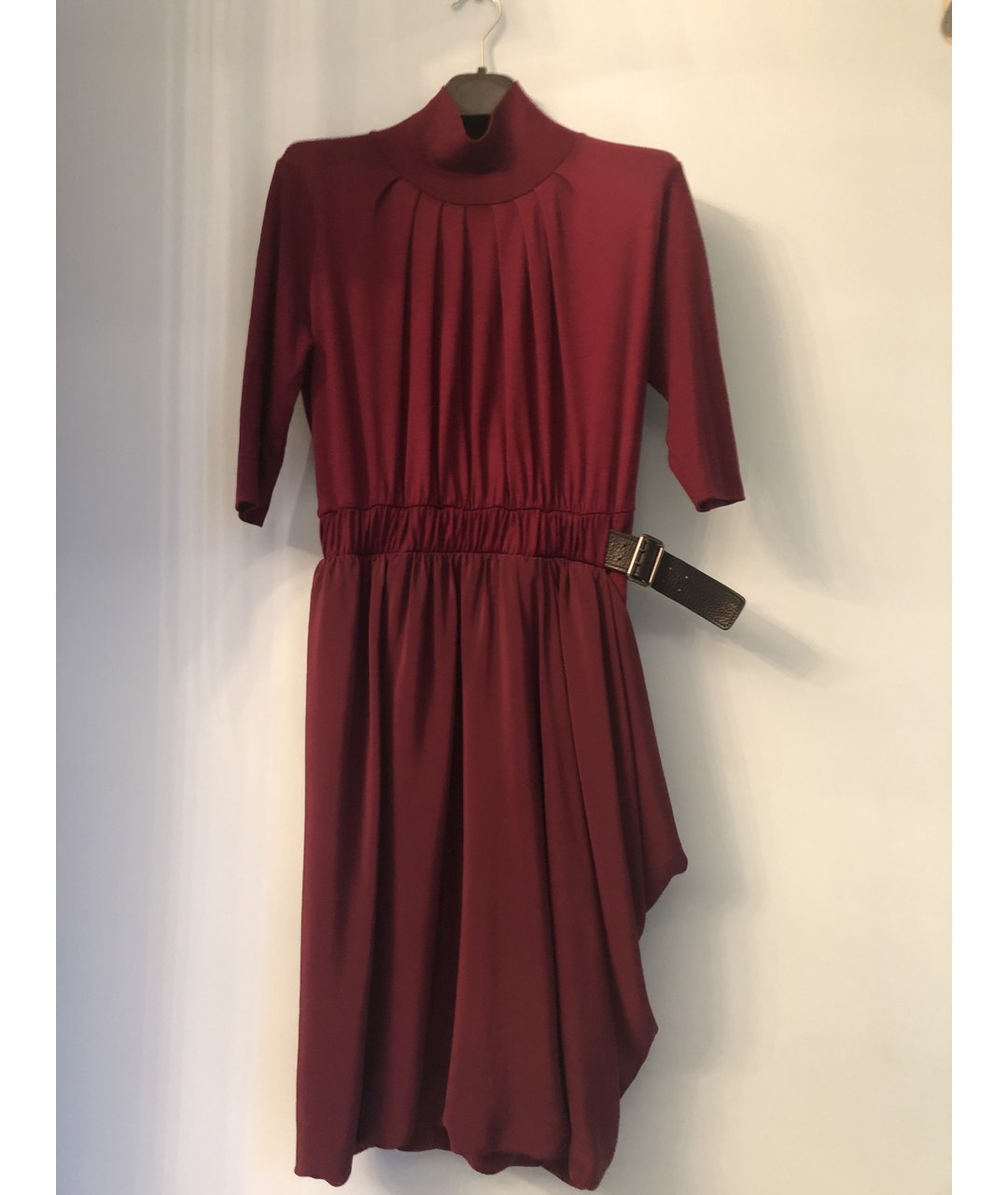 SPORTMAX Бордовое вискозное платье, фото 7