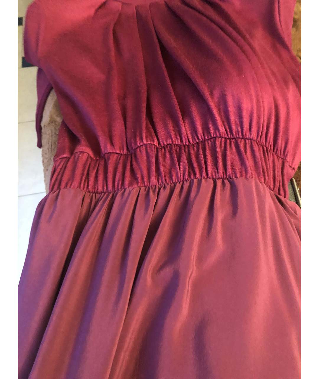 SPORTMAX Бордовое вискозное платье, фото 5