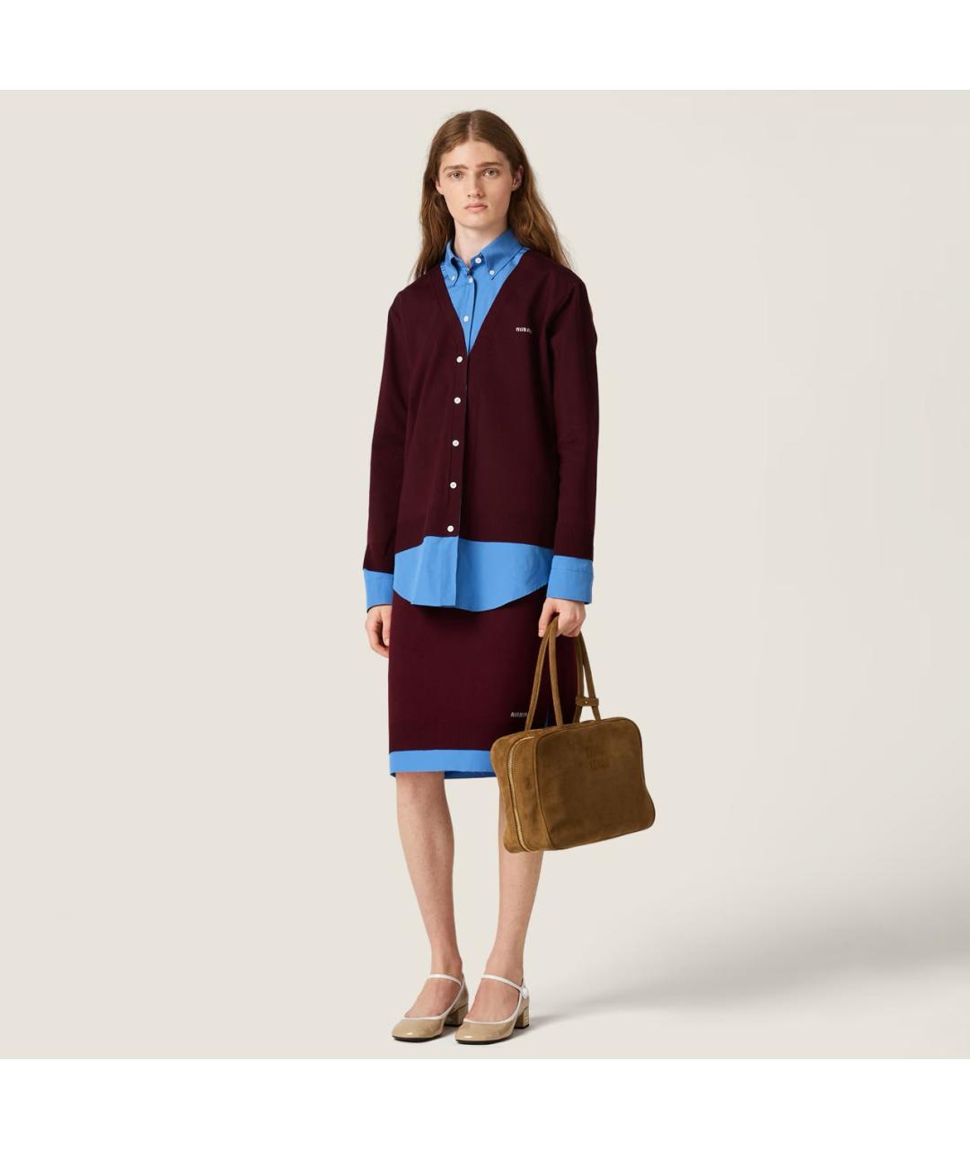MIU MIU Бордовая хлопковая рубашка, фото 2