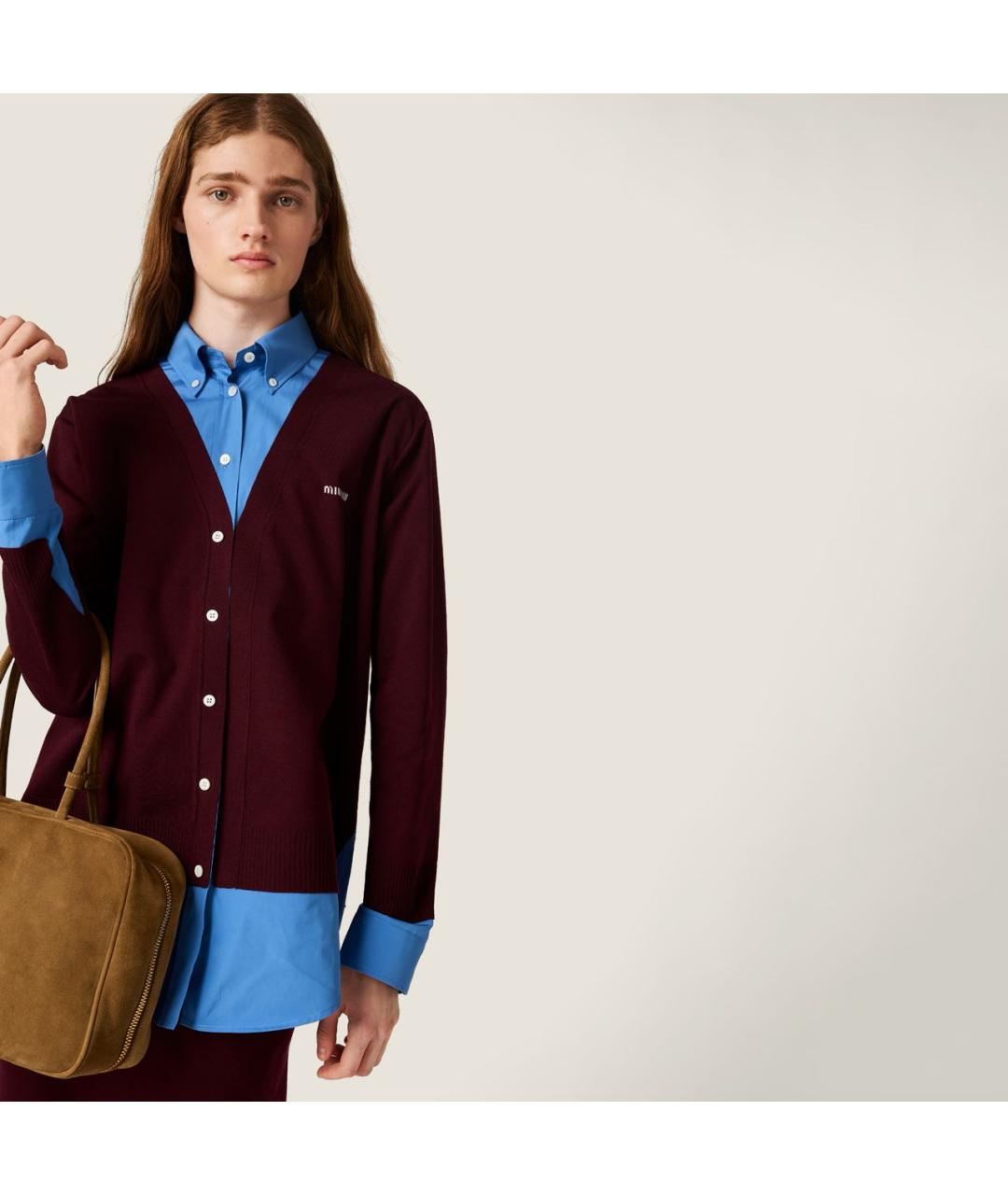 MIU MIU Бордовая хлопковая рубашка, фото 5