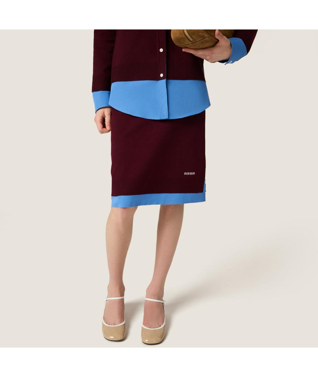 MIU MIU Бордовая шерстяная юбка мини, фото 5
