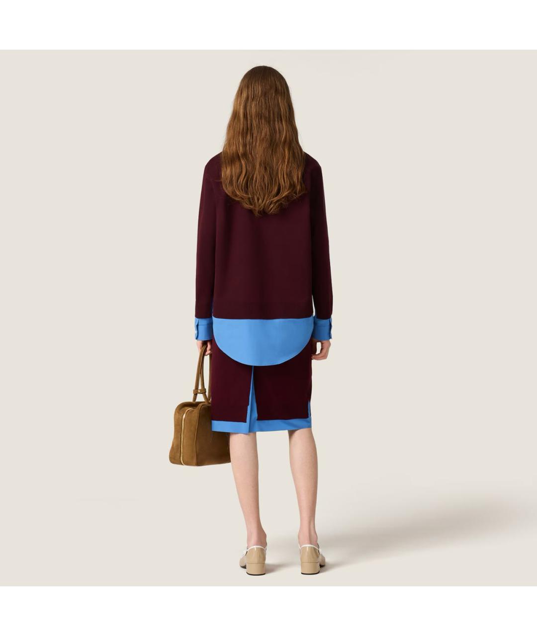 MIU MIU Бордовая шерстяная юбка мини, фото 3