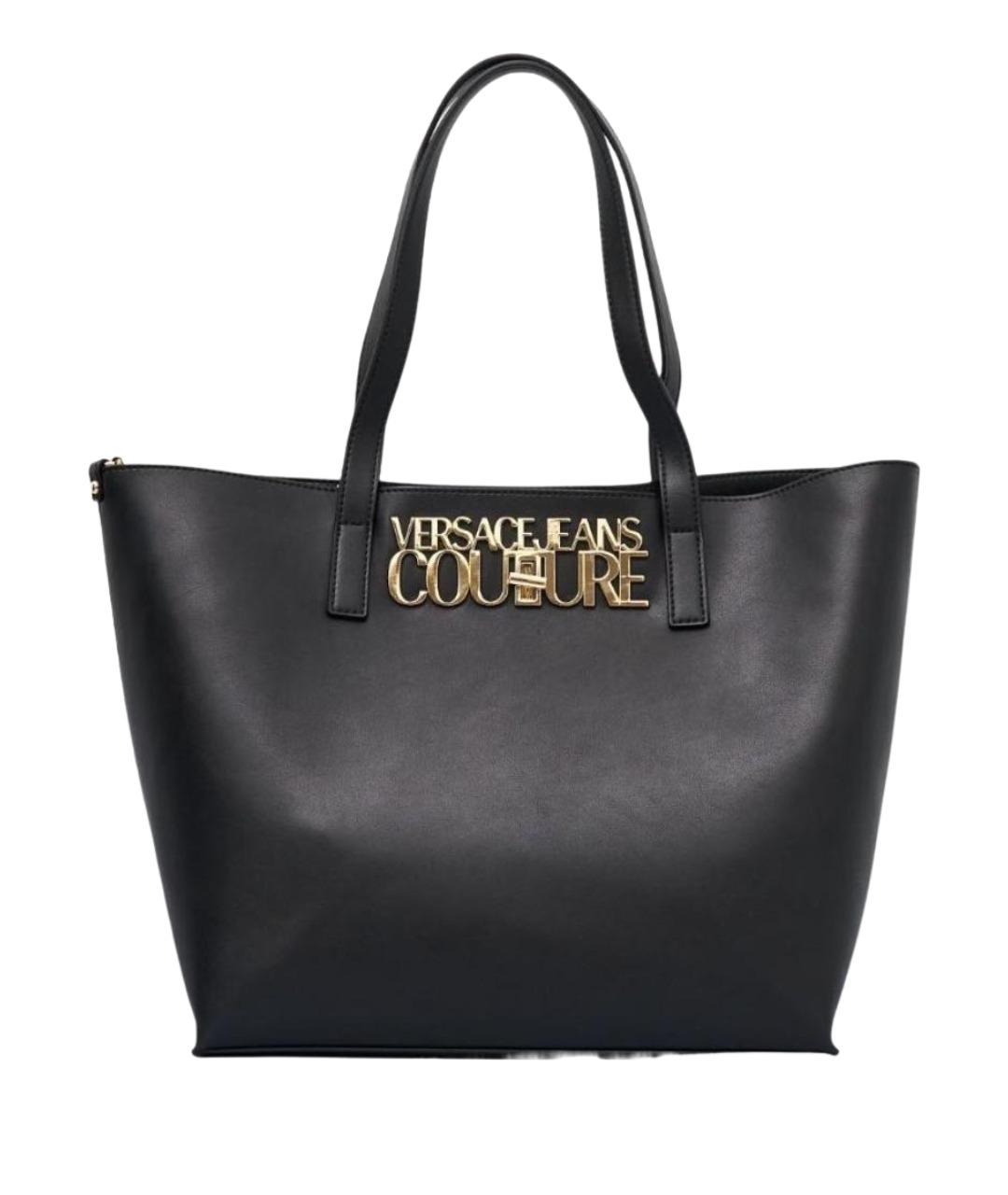 VERSACE Черная кожаная сумка тоут, фото 1