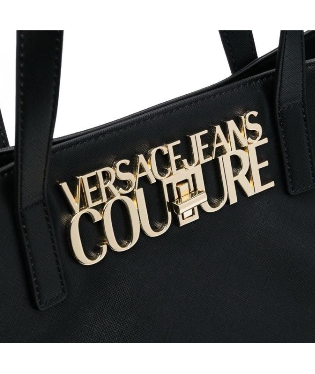 VERSACE Черная кожаная сумка тоут, фото 4