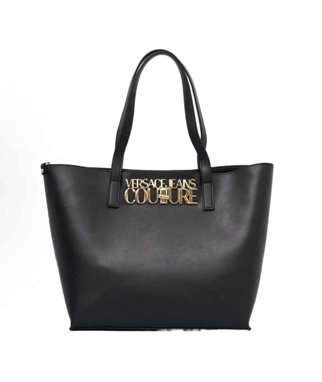 VERSACE Черная кожаная сумка тоут, фото 7