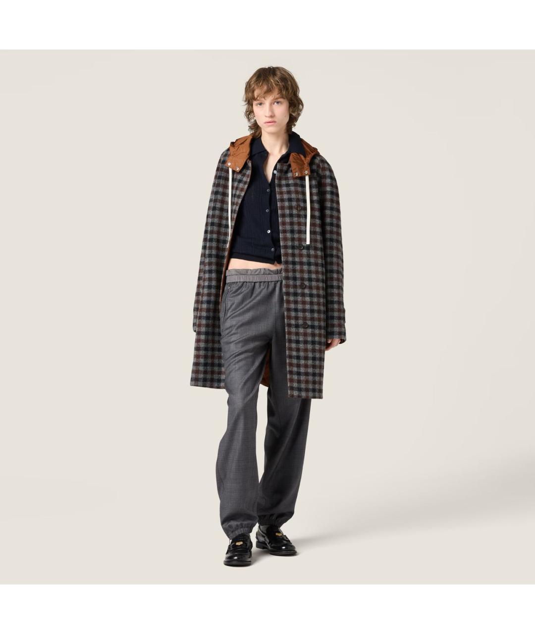 MIU MIU Серые шерстяные брюки узкие, фото 2
