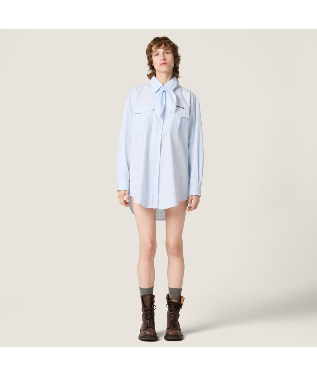MIU MIU Голубая хлопковая рубашка, фото 2