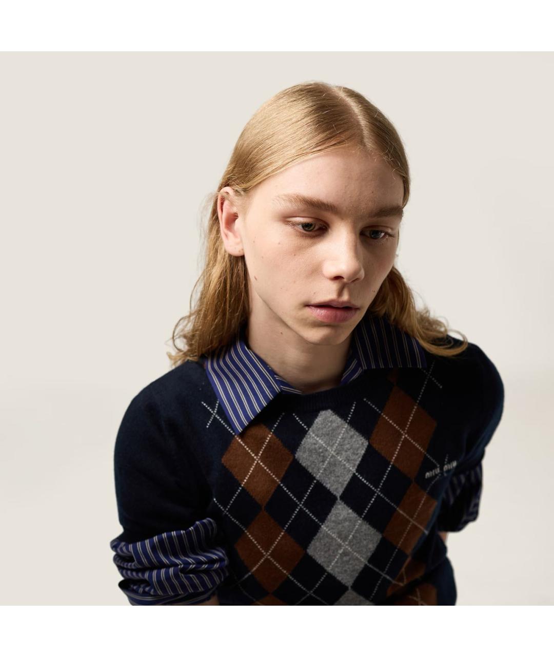 MIU MIU Темно-синий кашемировый джемпер / свитер, фото 6