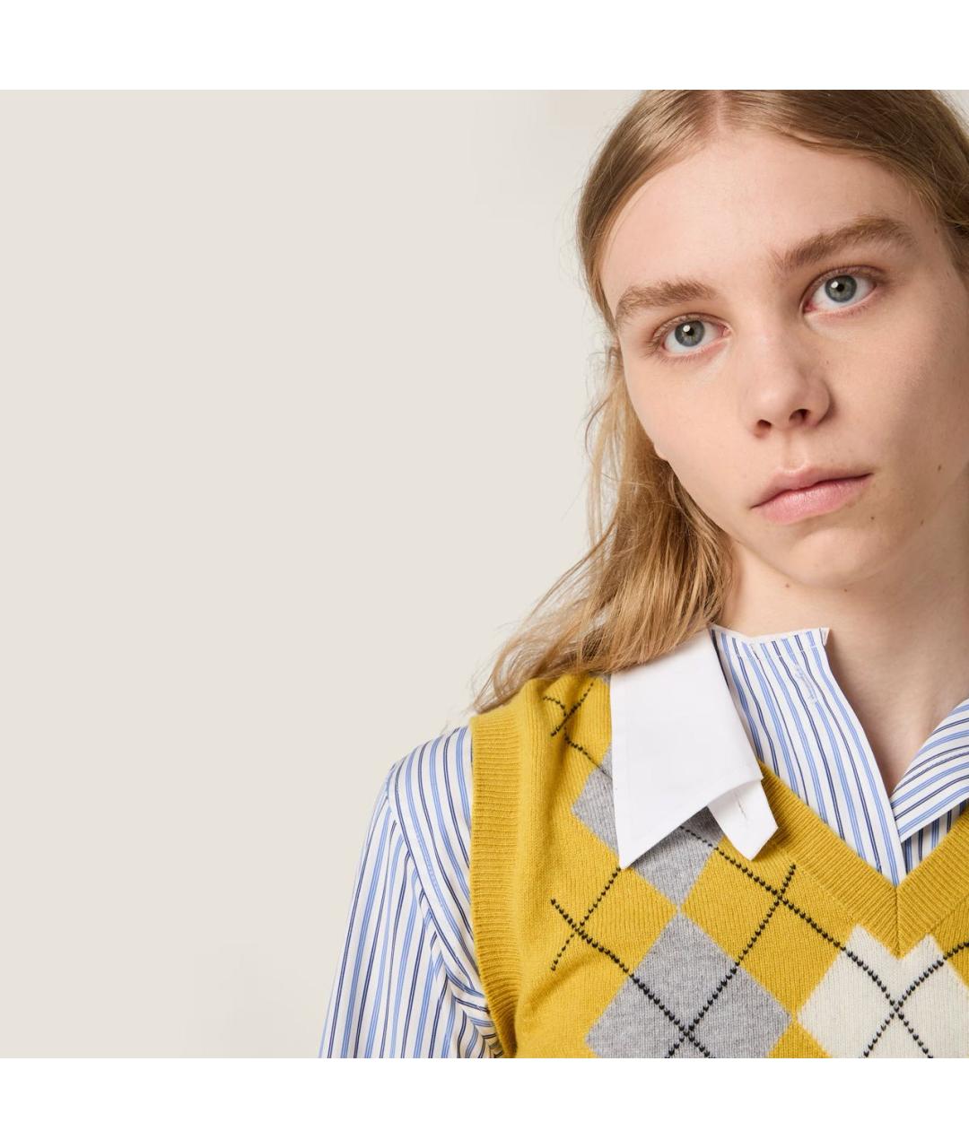 MIU MIU Желтая кашемировая жилетка, фото 4