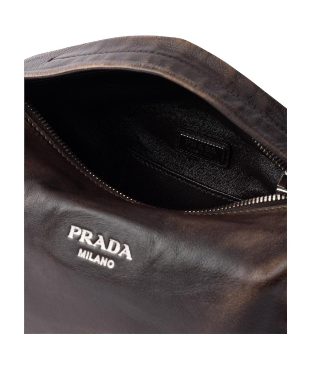 PRADA Коричневая кожаная сумка через плечо, фото 5