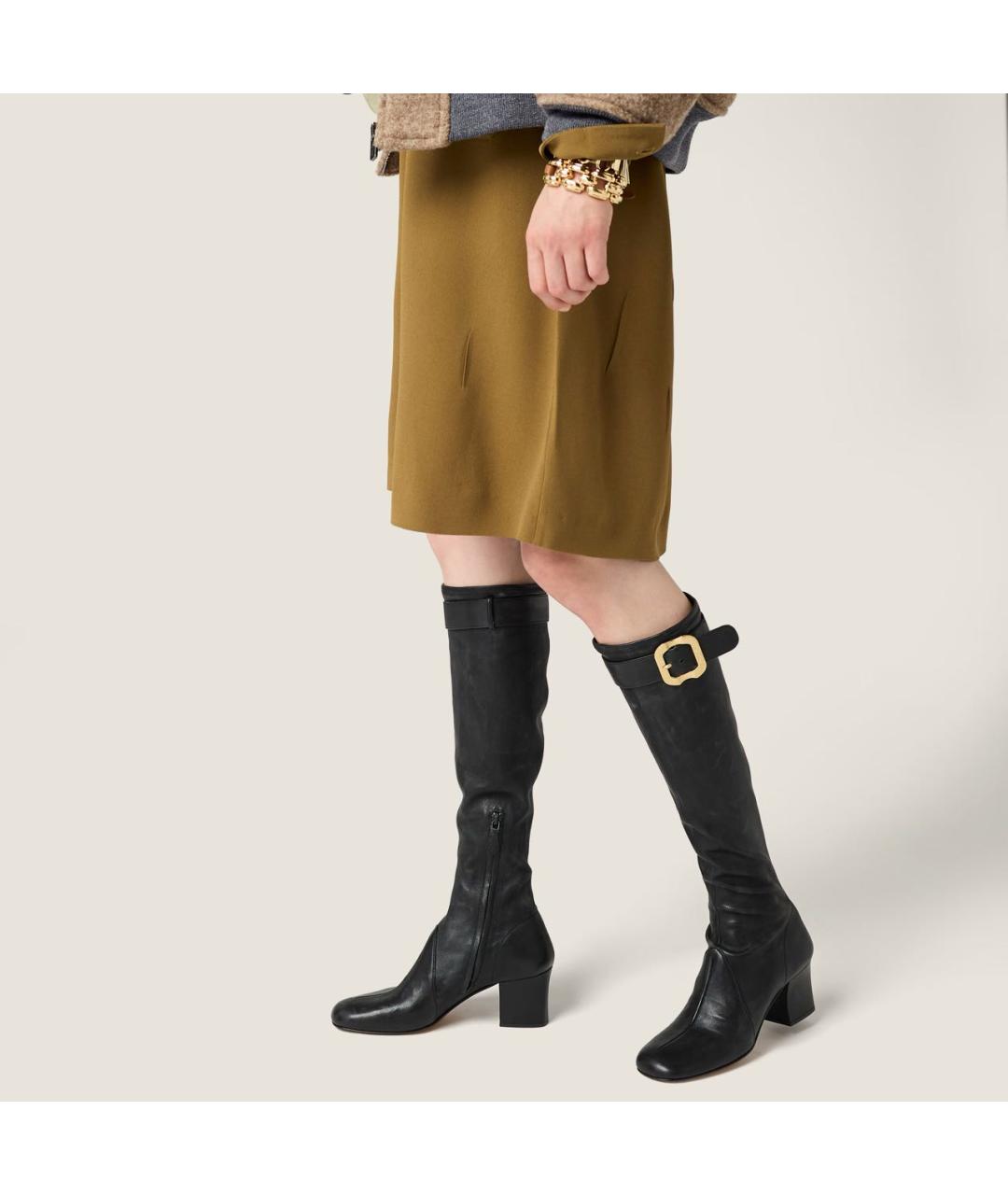 MIU MIU Черные кожаные сапоги, фото 6