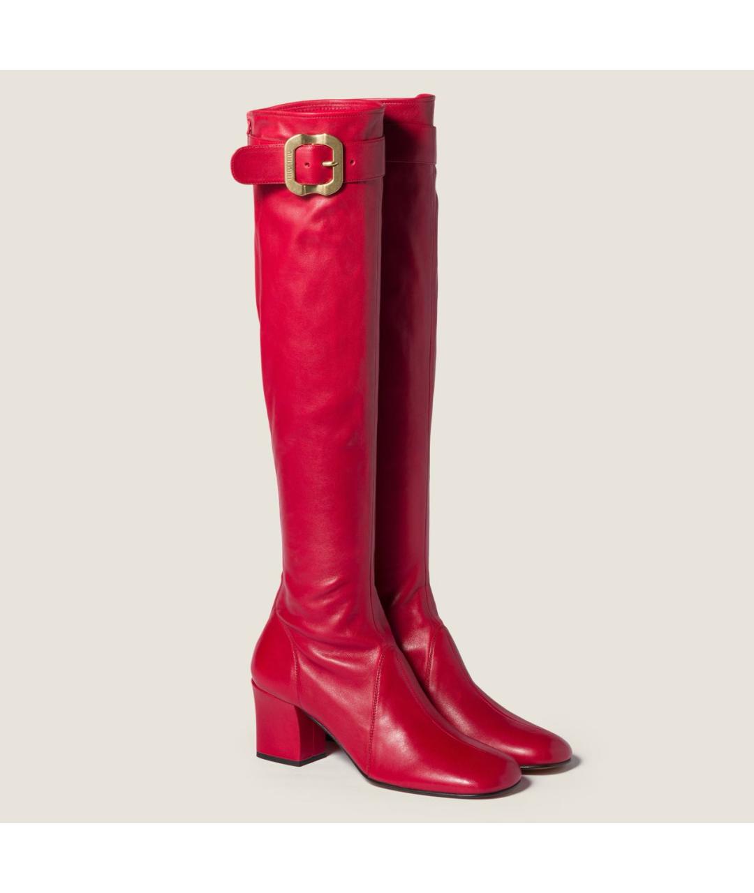 MIU MIU Красные кожаные сапоги, фото 2