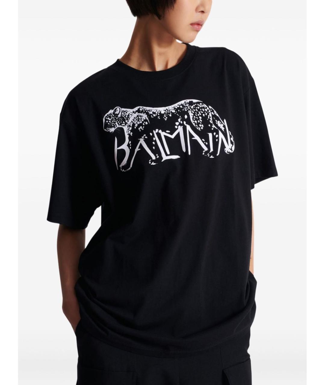 BALMAIN Черная хлопковая футболка, фото 2