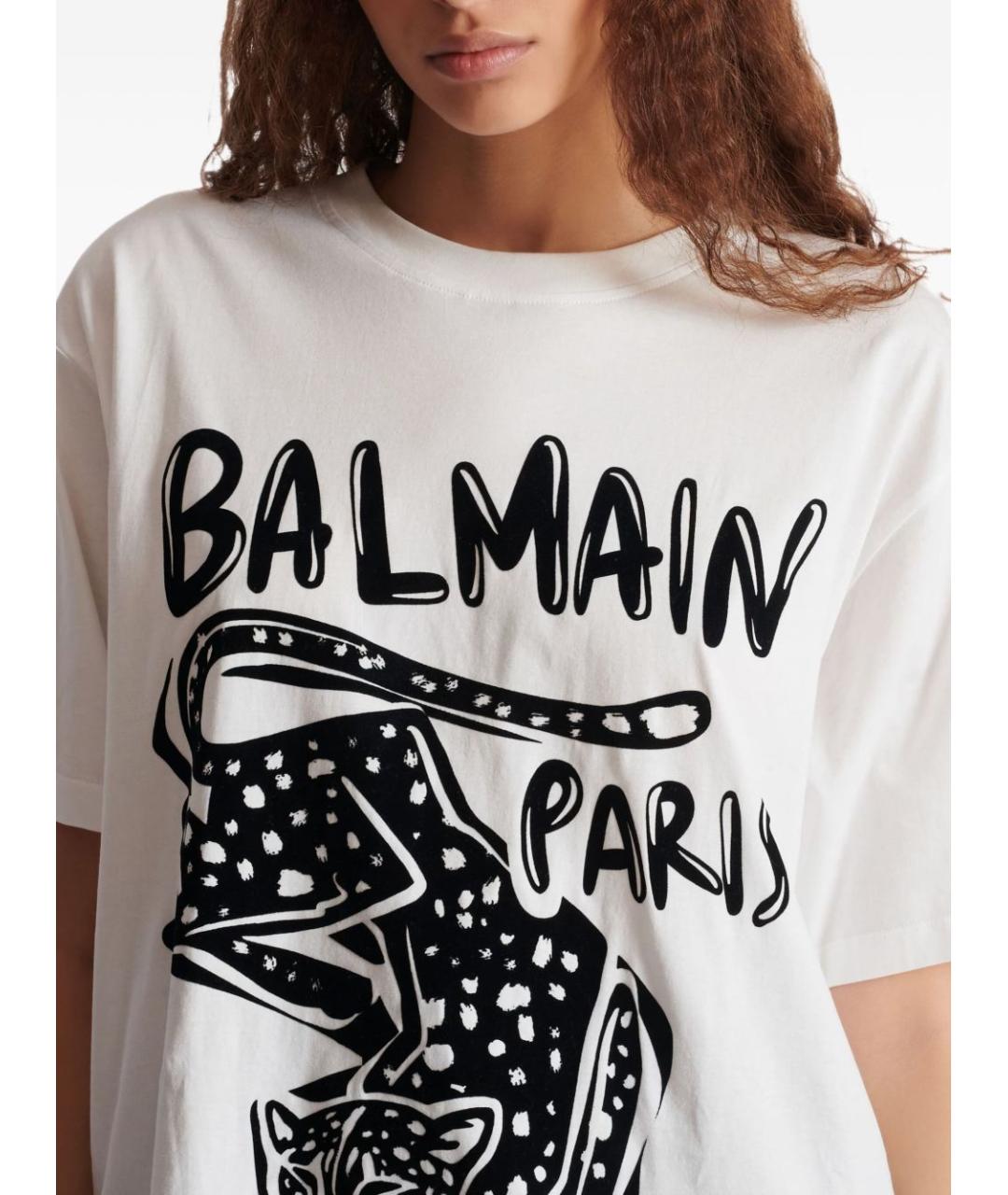 BALMAIN Белая хлопковая футболка, фото 5