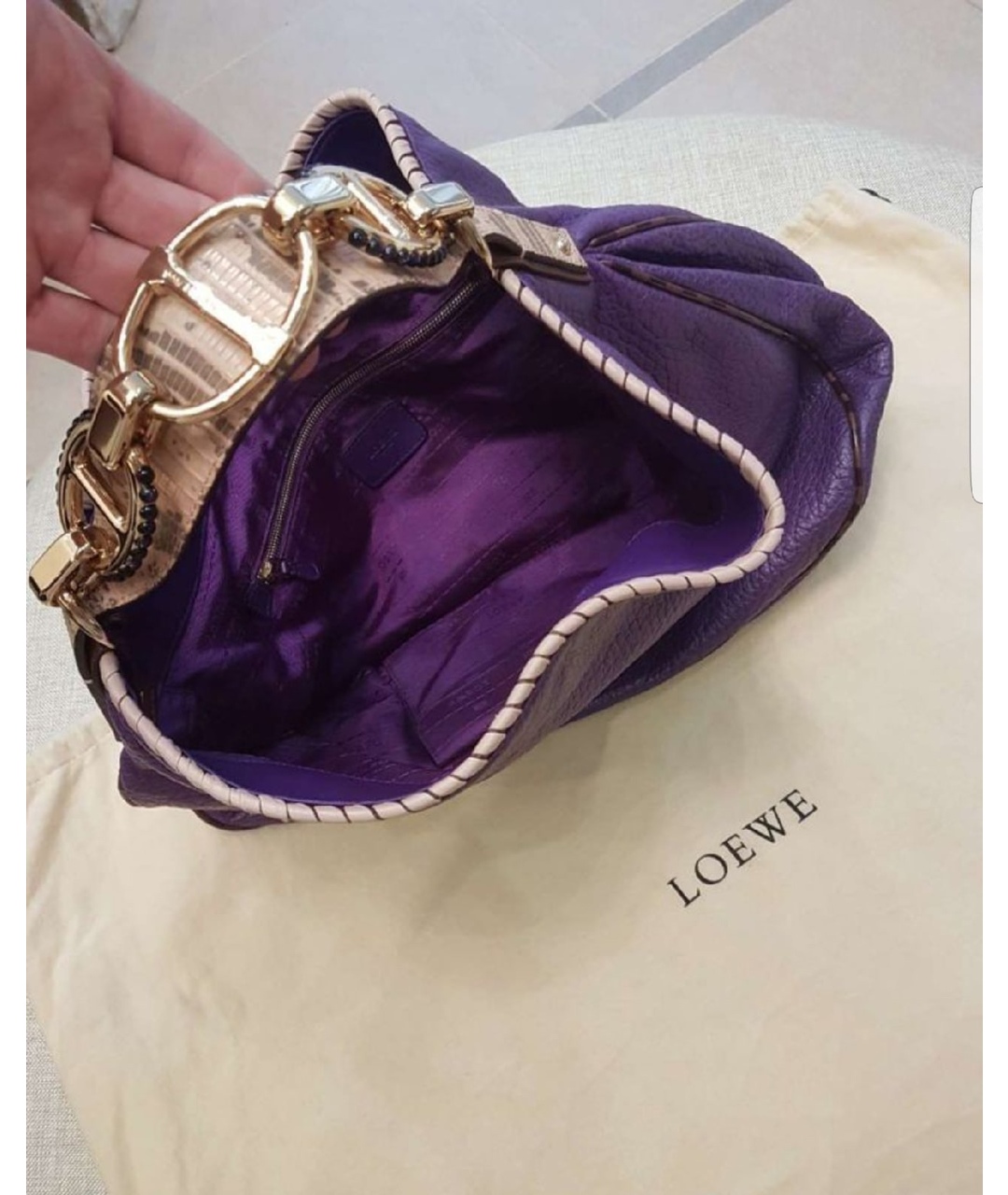 LOEWE Фиолетовая кожаная сумка с короткими ручками, фото 2