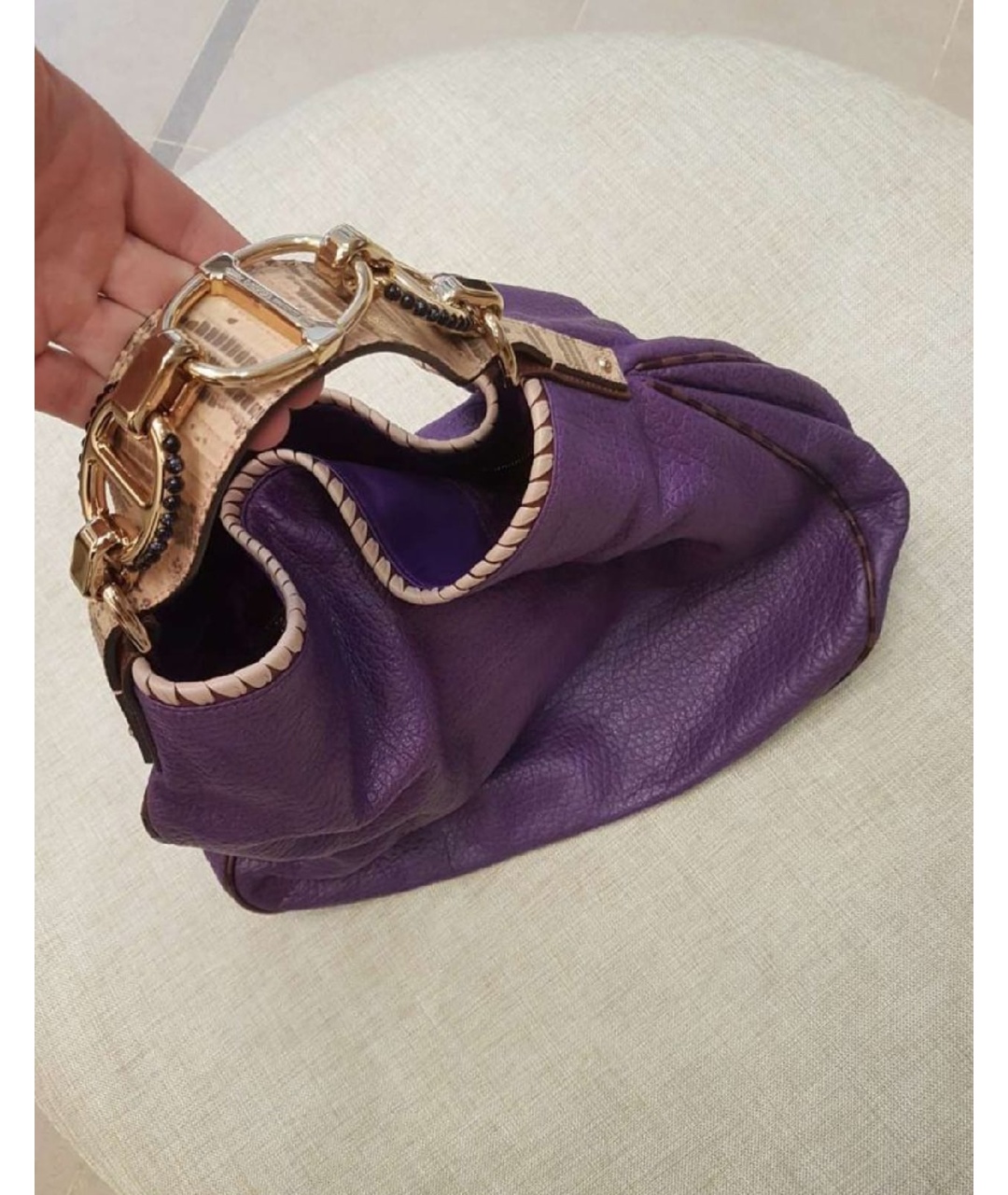 LOEWE Фиолетовая кожаная сумка с короткими ручками, фото 7