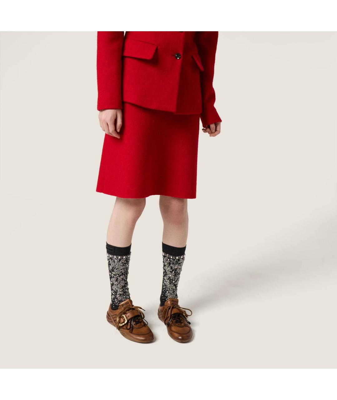 MIU MIU Коричневые кожаные кроссовки, фото 5