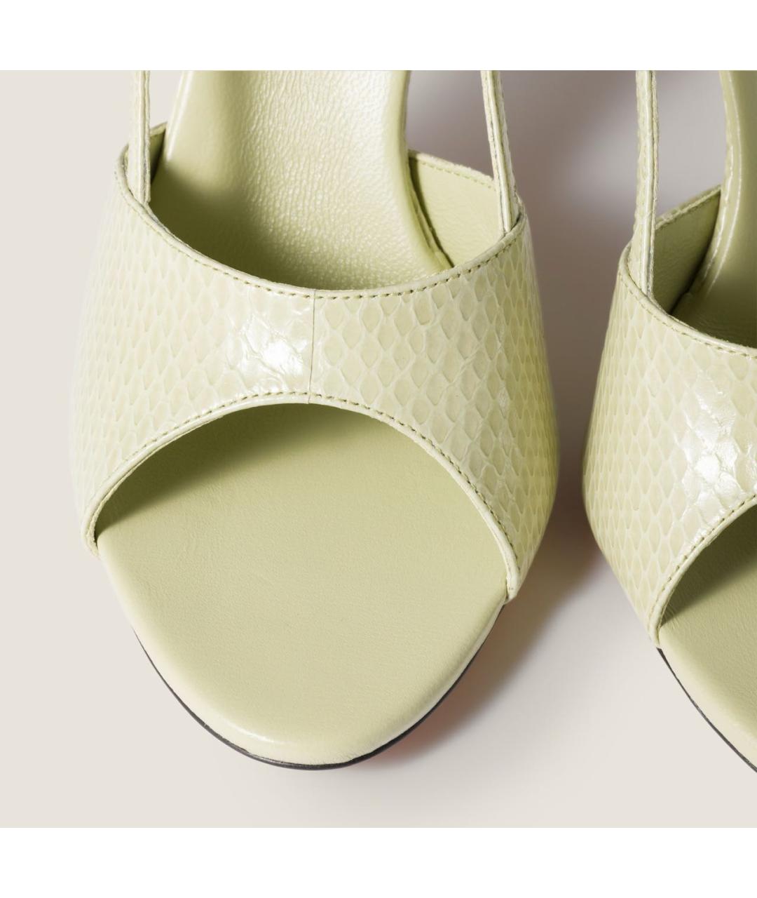 MIU MIU Салатовые кожаные босоножки, фото 4