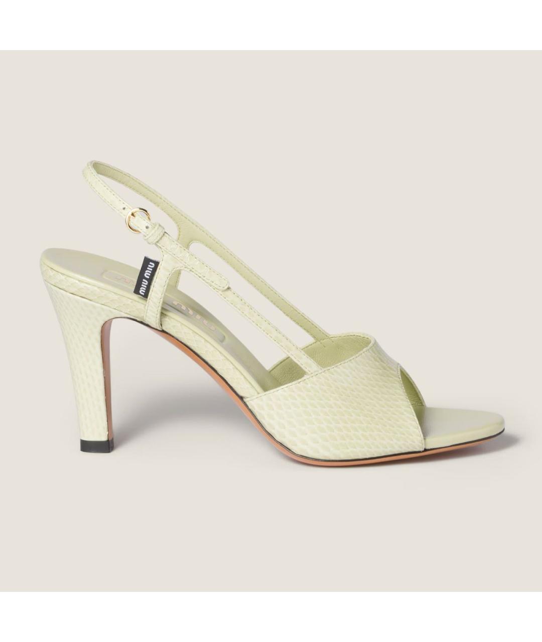 MIU MIU Салатовые кожаные босоножки, фото 7