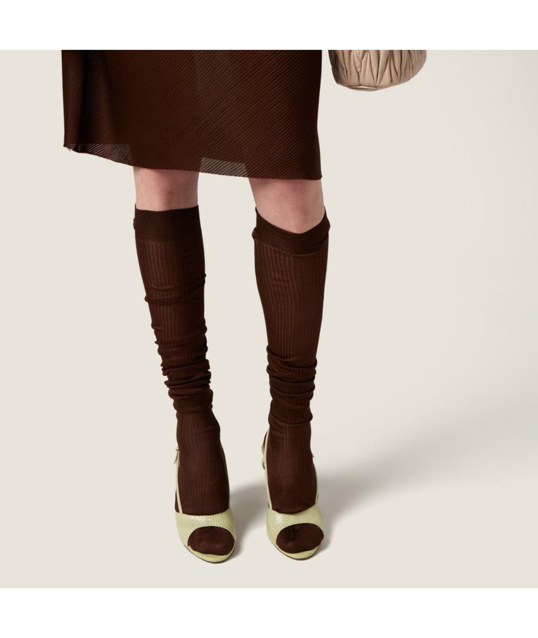MIU MIU Салатовые кожаные босоножки, фото 5