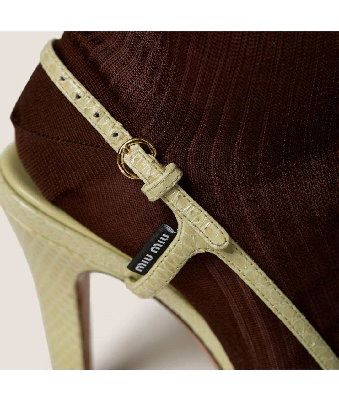 MIU MIU Салатовые кожаные босоножки, фото 6