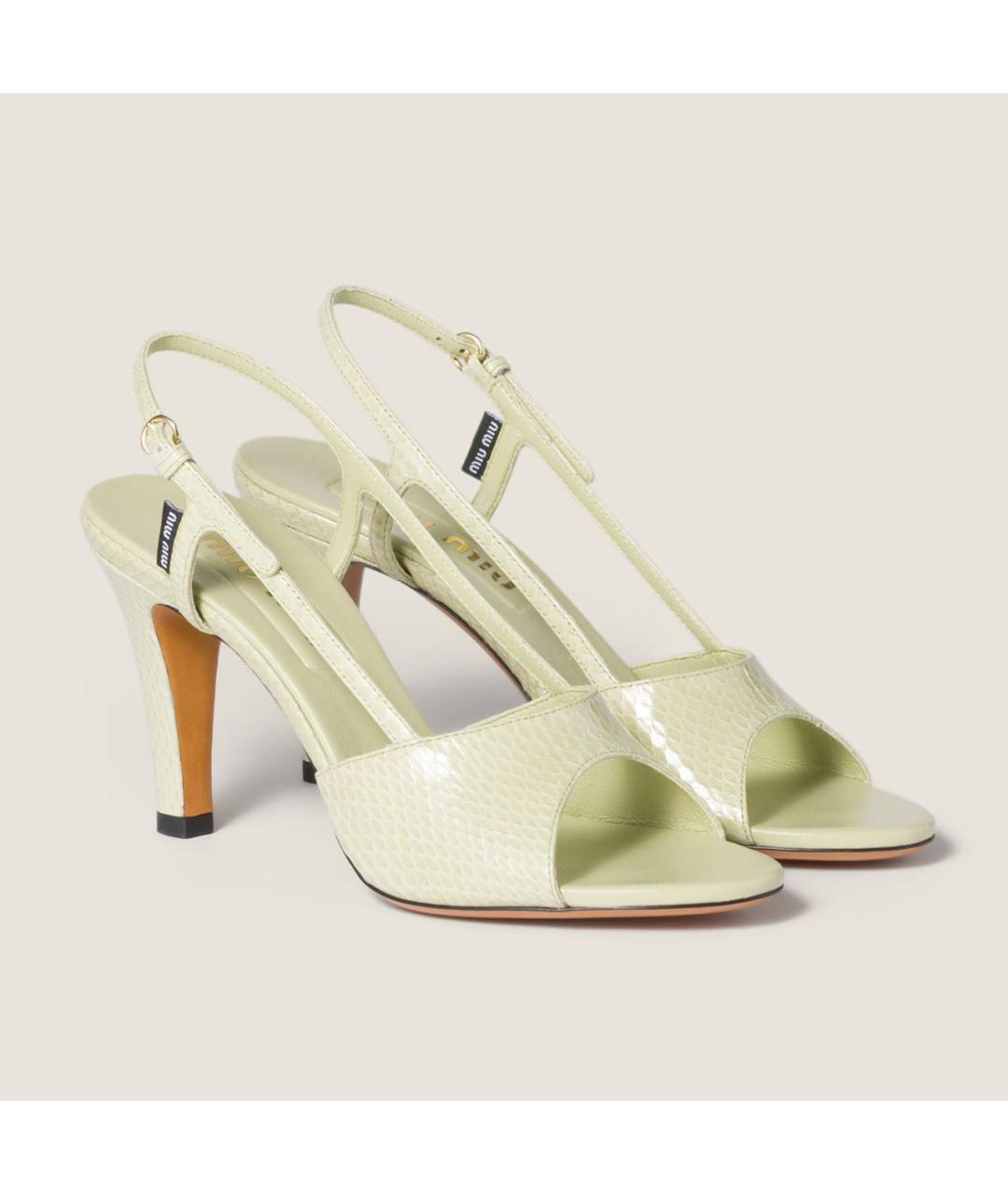 MIU MIU Салатовые кожаные босоножки, фото 2