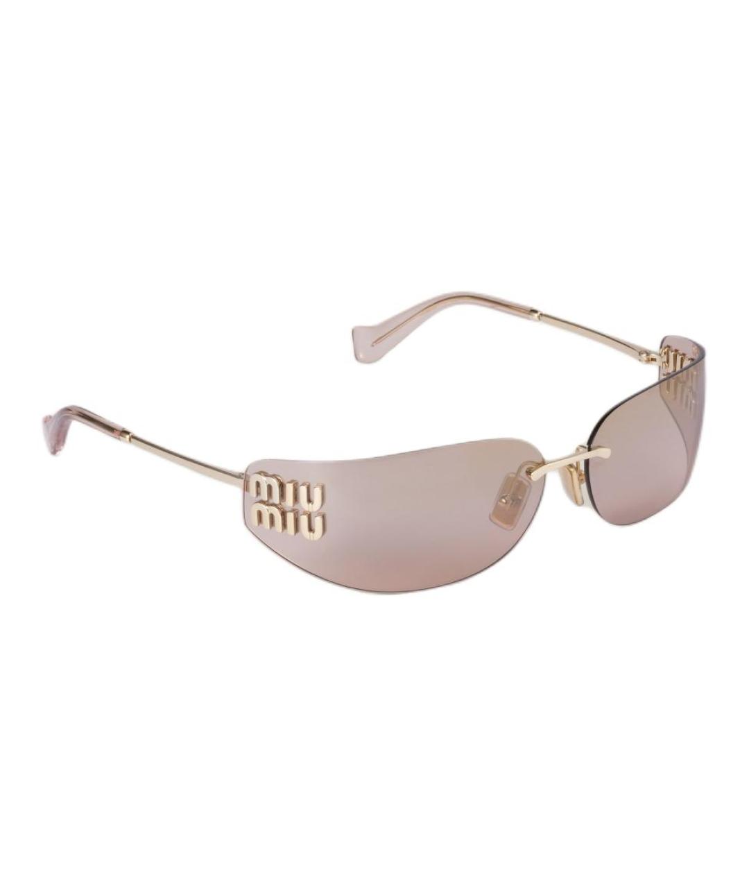 MIU MIU Золотые металлические солнцезащитные очки, фото 3