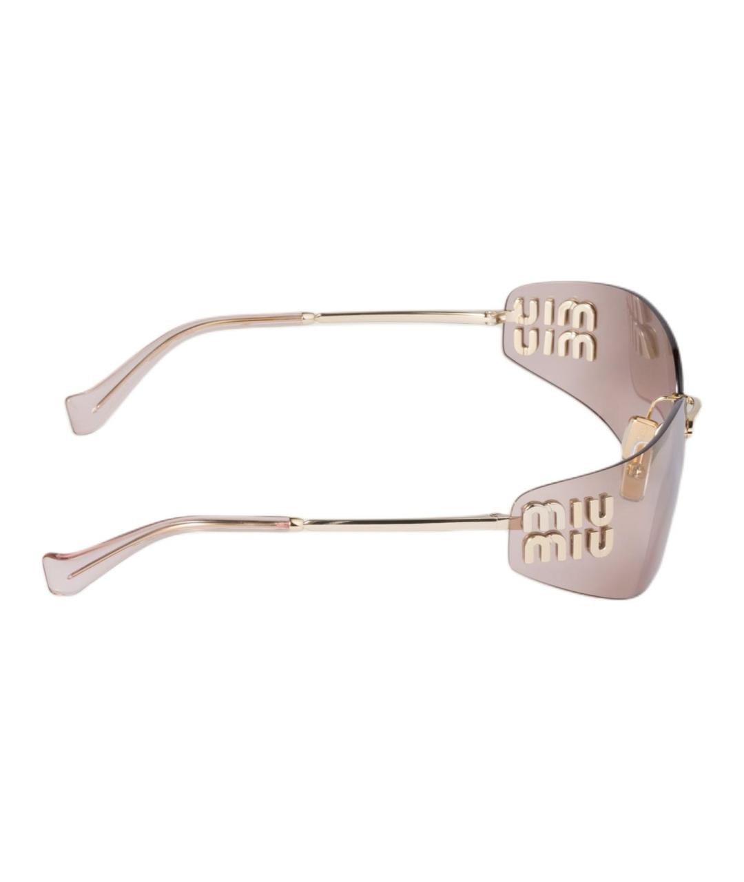 MIU MIU Золотые металлические солнцезащитные очки, фото 2