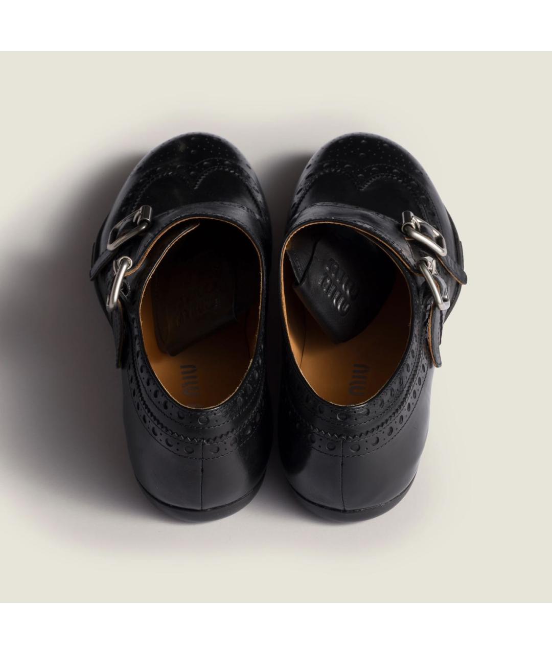 MIU MIU Черные кожаные брогги и оксфорды, фото 3