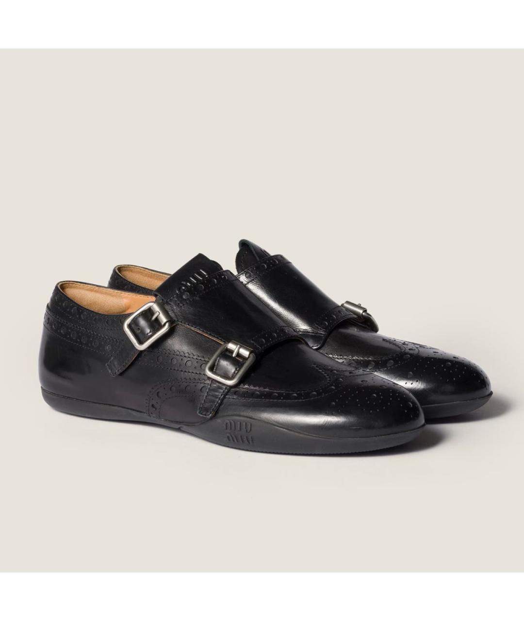 MIU MIU Черные кожаные брогги и оксфорды, фото 2