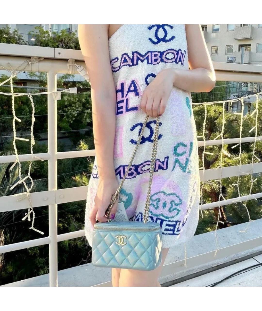 CHANEL Бирюзовая кожаная сумка через плечо, фото 7