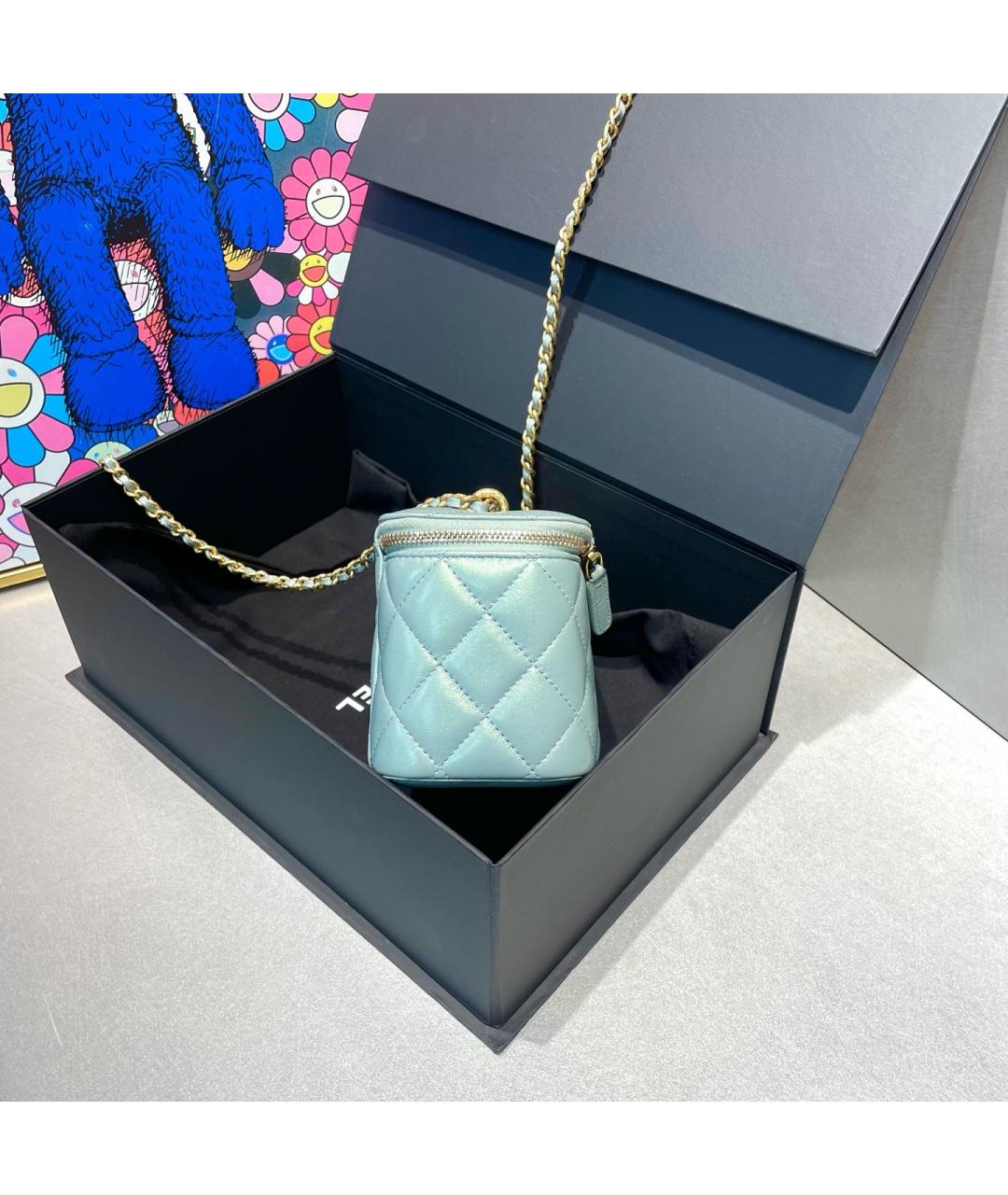 CHANEL Бирюзовая кожаная сумка через плечо, фото 2