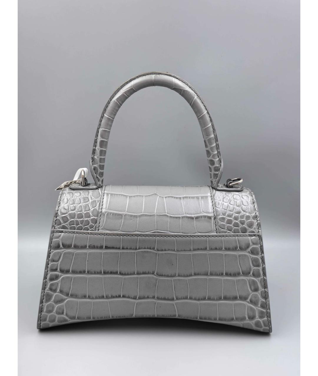 BALENCIAGA Серая кожаная сумка с короткими ручками, фото 7