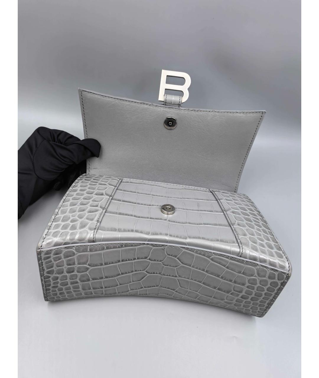 BALENCIAGA Серая кожаная сумка с короткими ручками, фото 5