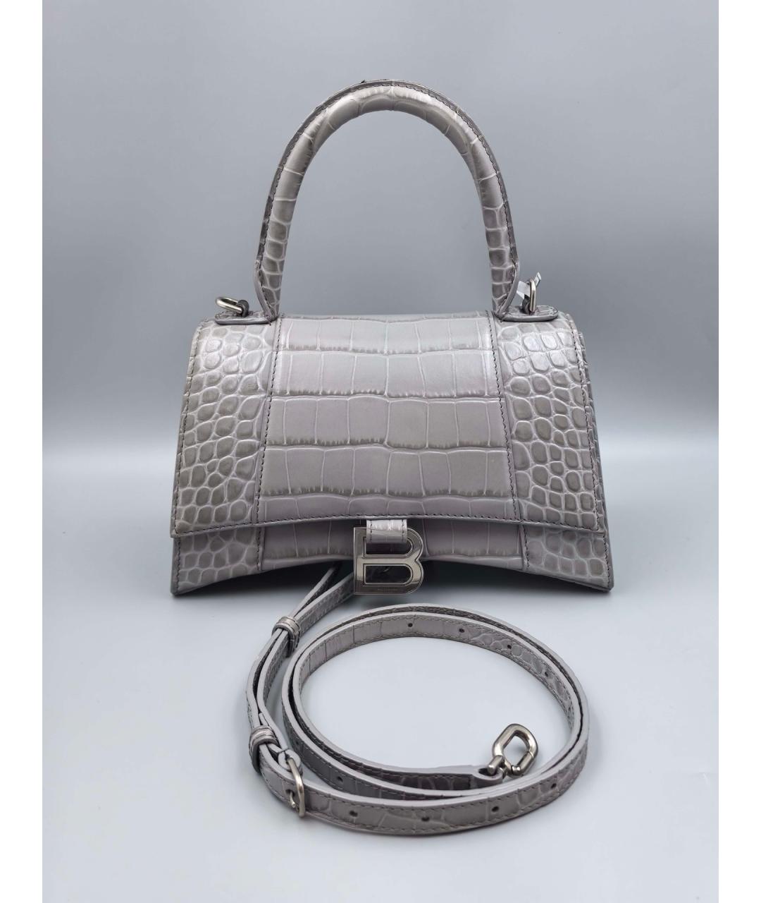 BALENCIAGA Серая кожаная сумка с короткими ручками, фото 2