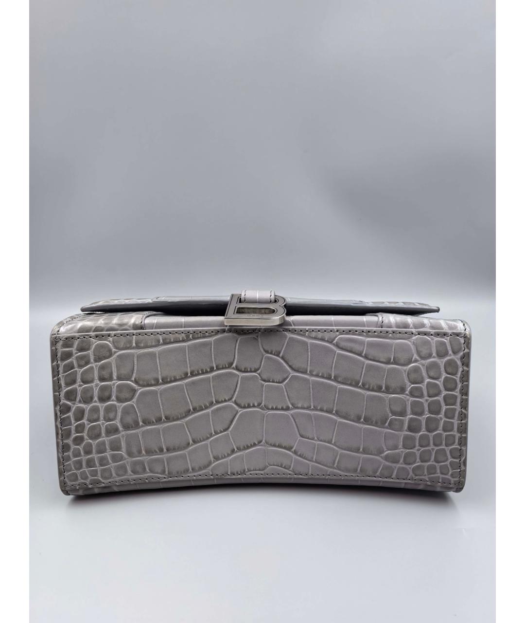 BALENCIAGA Серая кожаная сумка с короткими ручками, фото 4