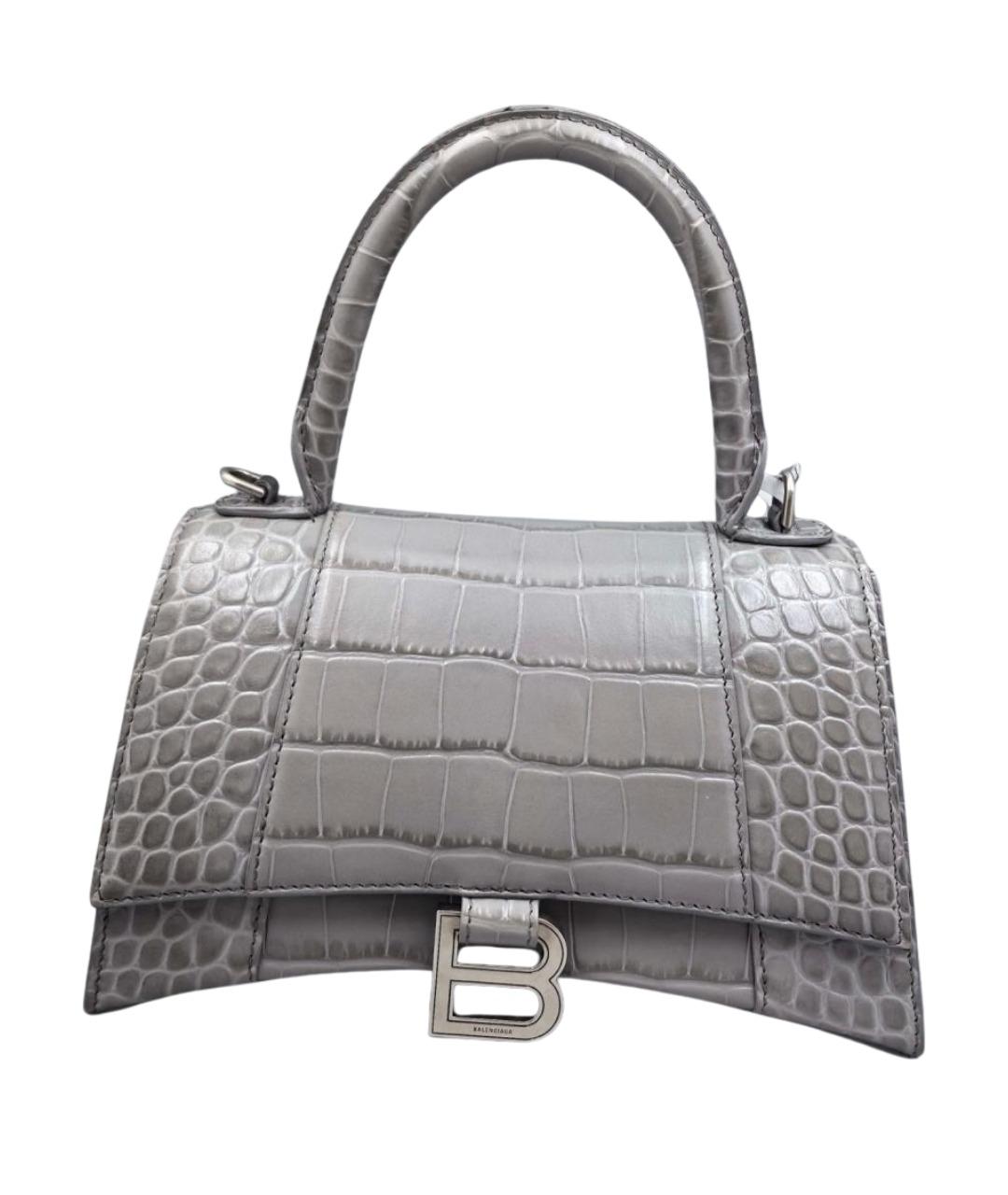 BALENCIAGA Серая кожаная сумка с короткими ручками, фото 1