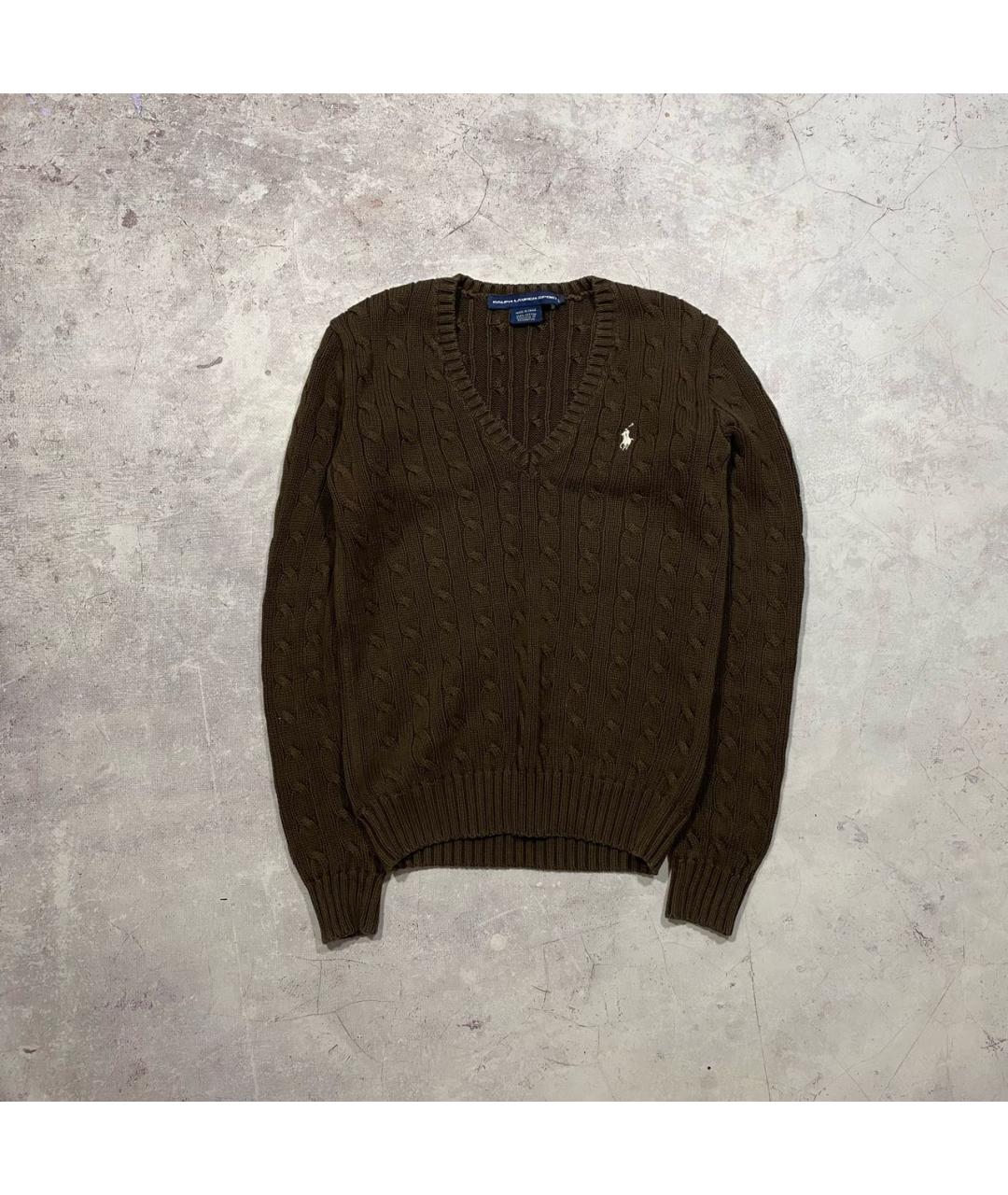 POLO RALPH LAUREN Коричневый хлопковый джемпер / свитер, фото 4