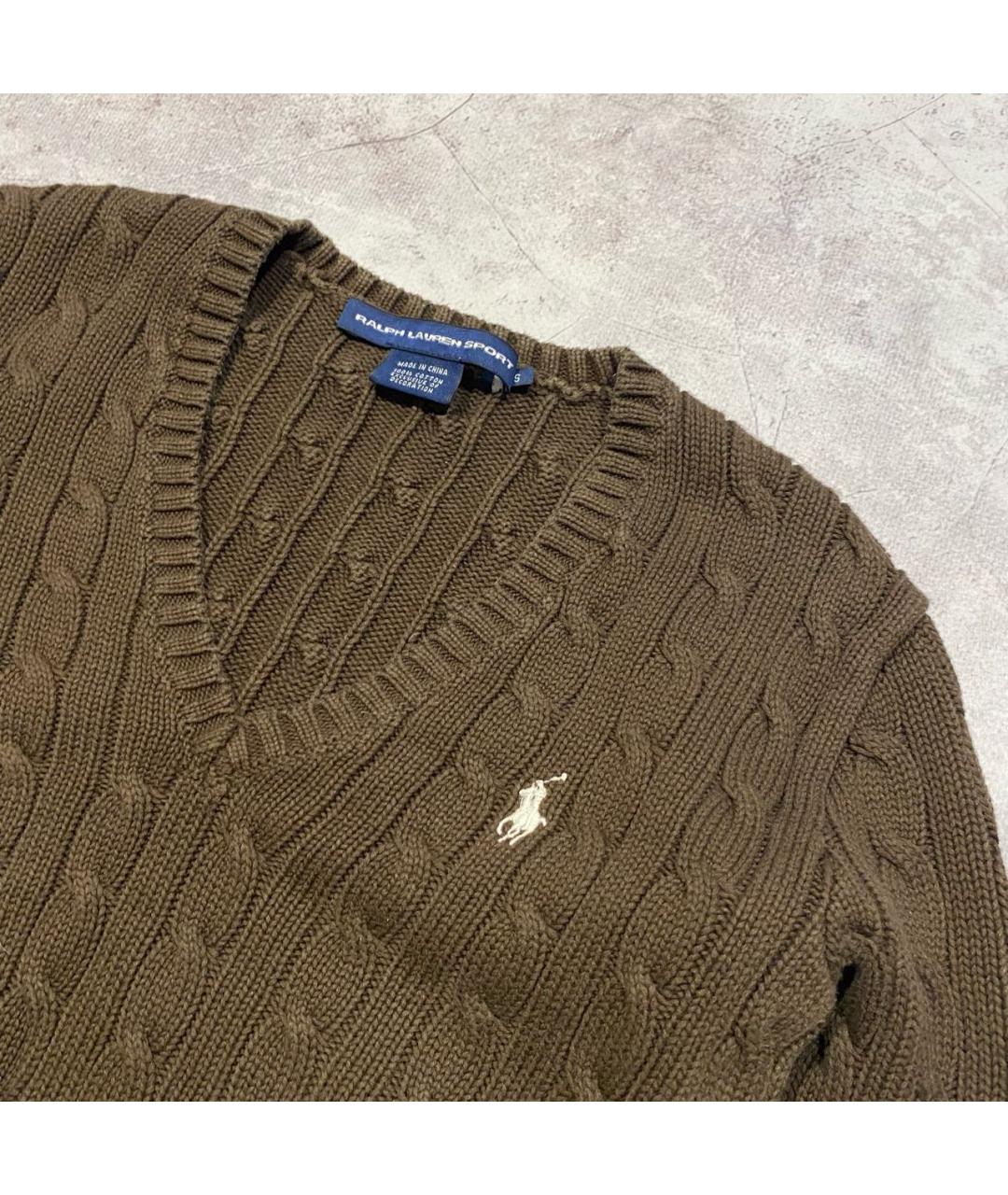 POLO RALPH LAUREN Коричневый хлопковый джемпер / свитер, фото 2