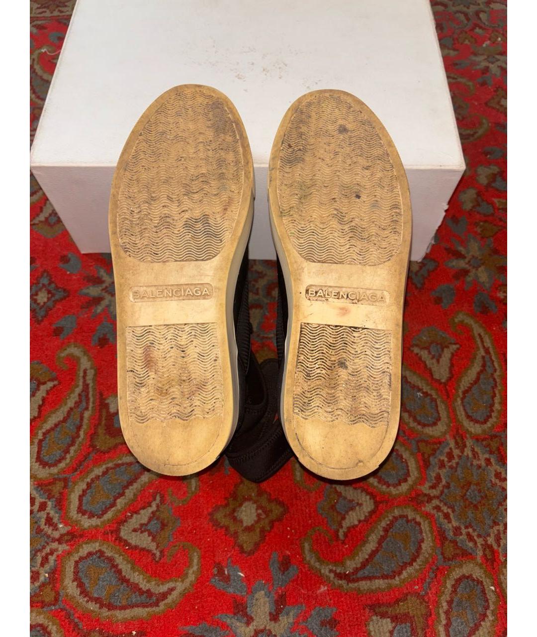 BALENCIAGA Черные кожаные высокие кроссовки / кеды, фото 4