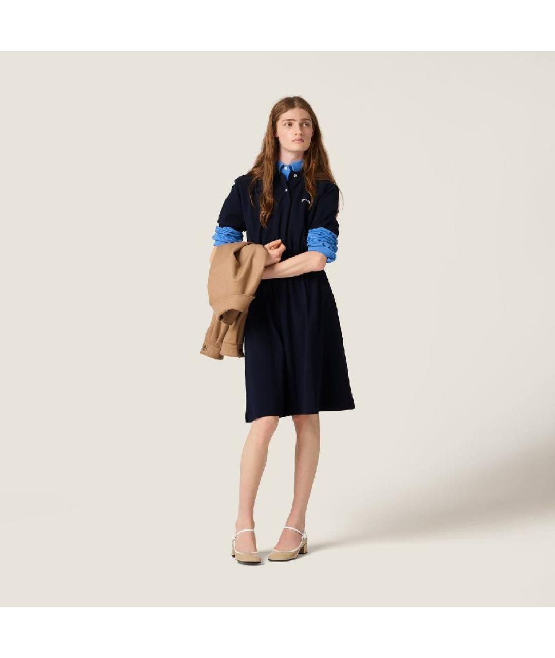 MIU MIU Синее хлопковое повседневное платье, фото 2