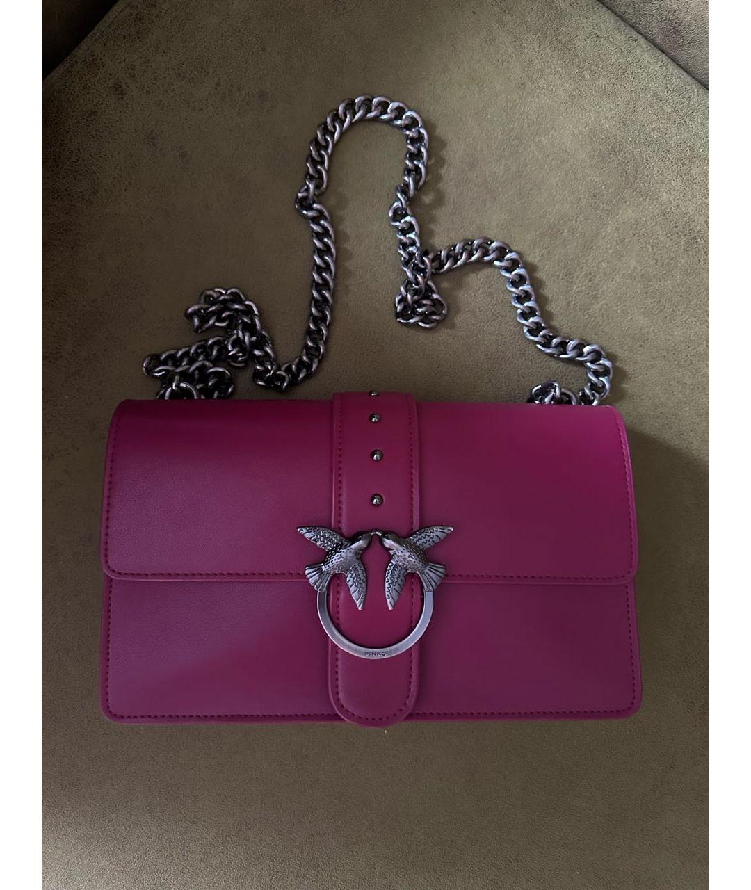 PINKO Фуксия кожаная сумка через плечо, фото 5