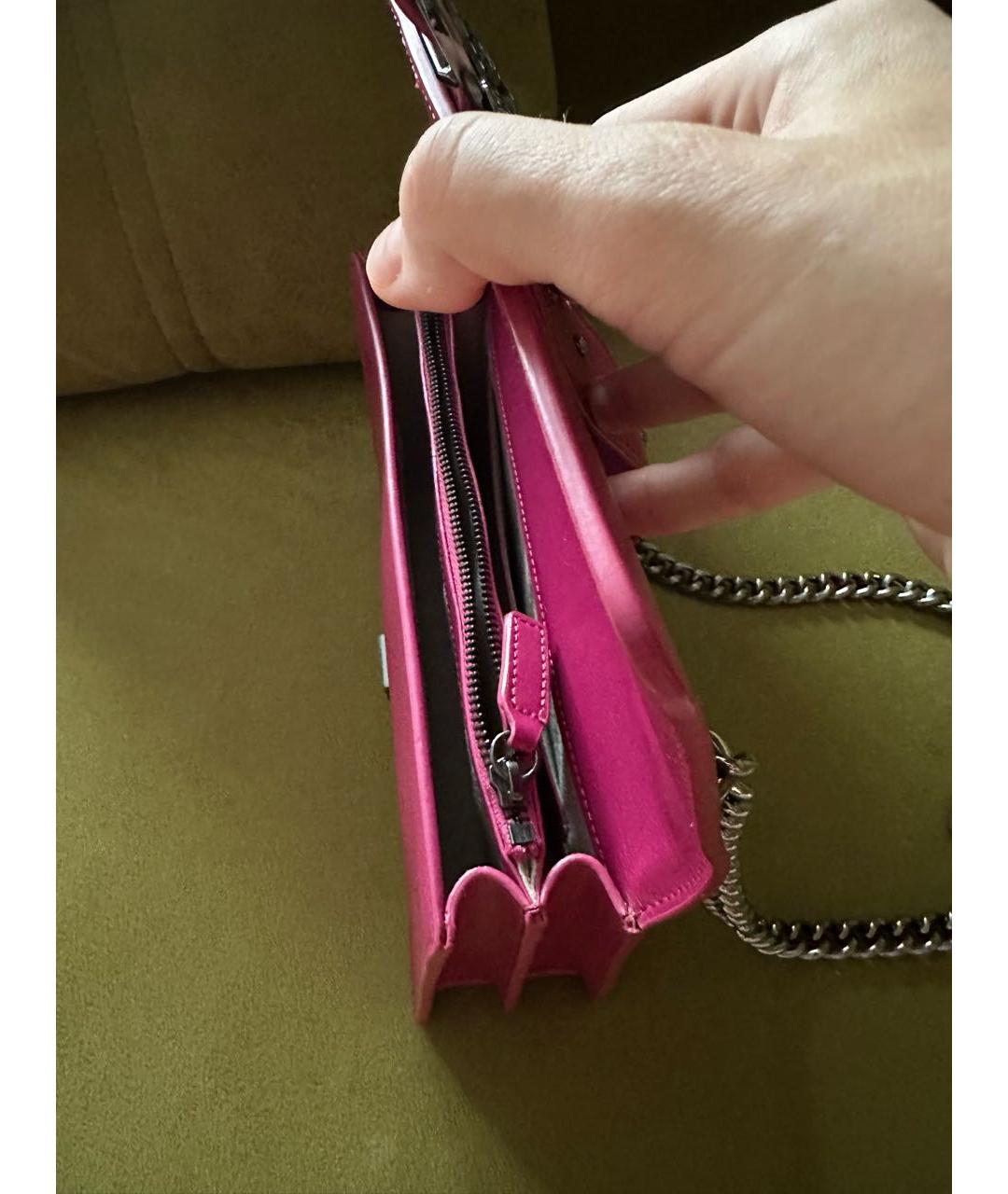 PINKO Фуксия кожаная сумка через плечо, фото 4